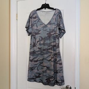 Camo V-Neck T-Shirt Dress 2xl